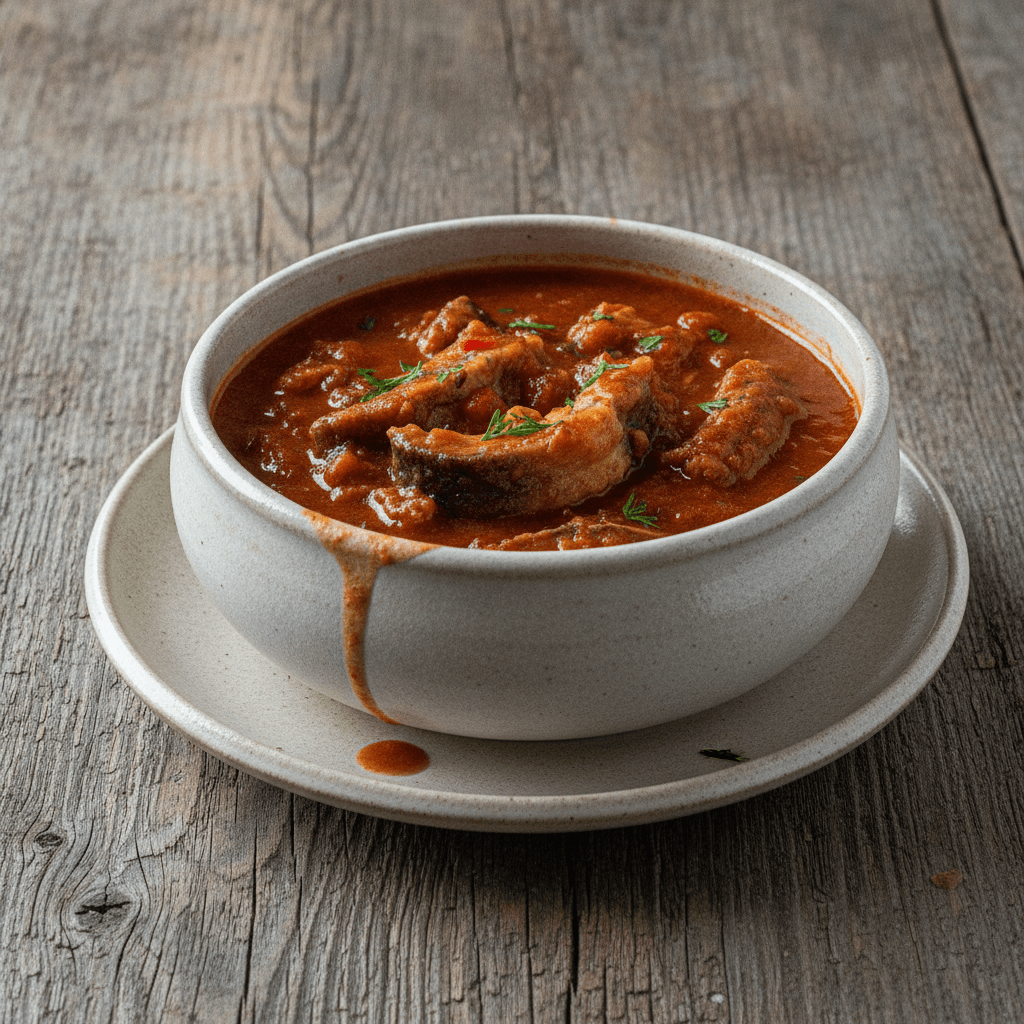 Aal in herzhafter Tomatensauce