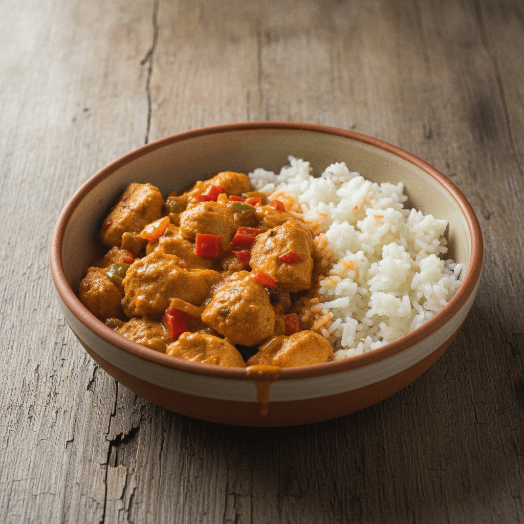 Afrikanisches Hähnchen mit Reis
