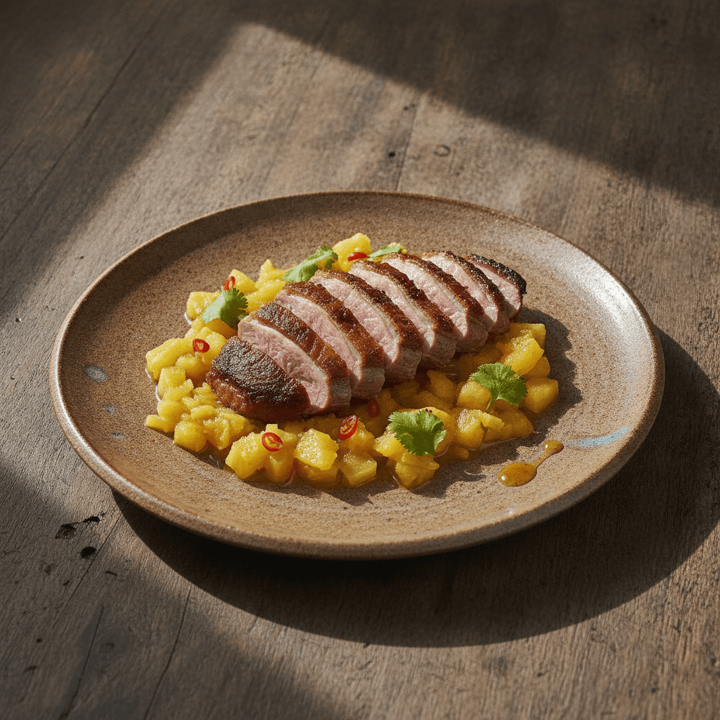 Ananas-Chutney an Entenbrust