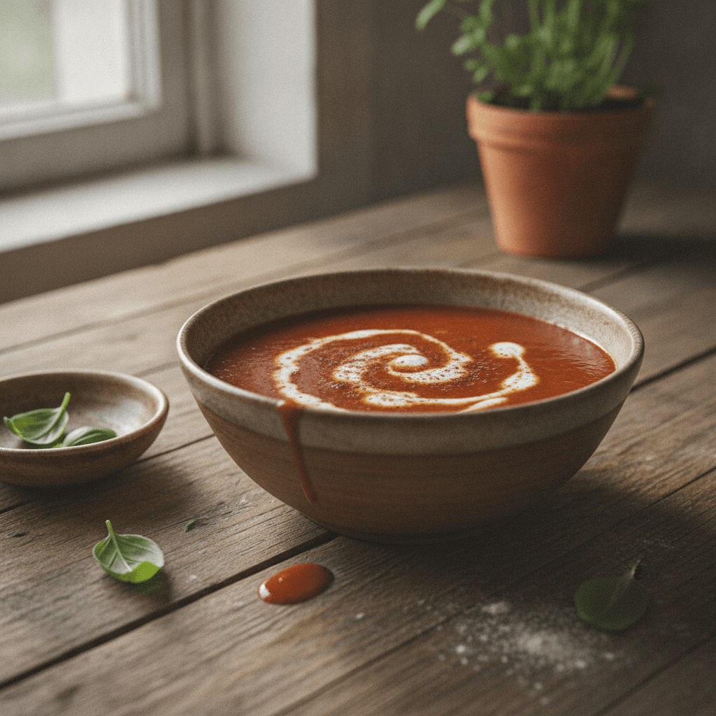 Cremige Tomatensuppe mit Joghurt und Zimt