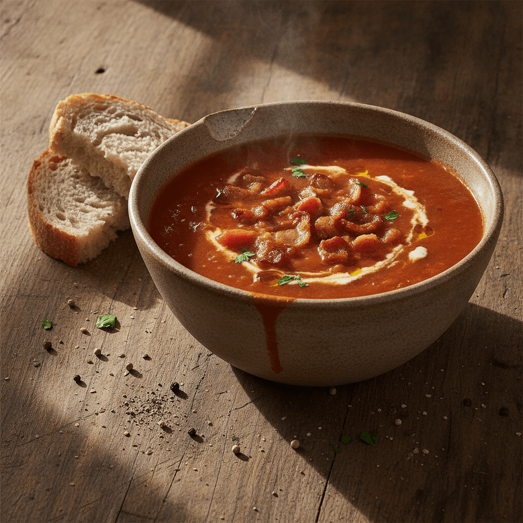 Herzhafte Tomatensuppe mit Weißwein