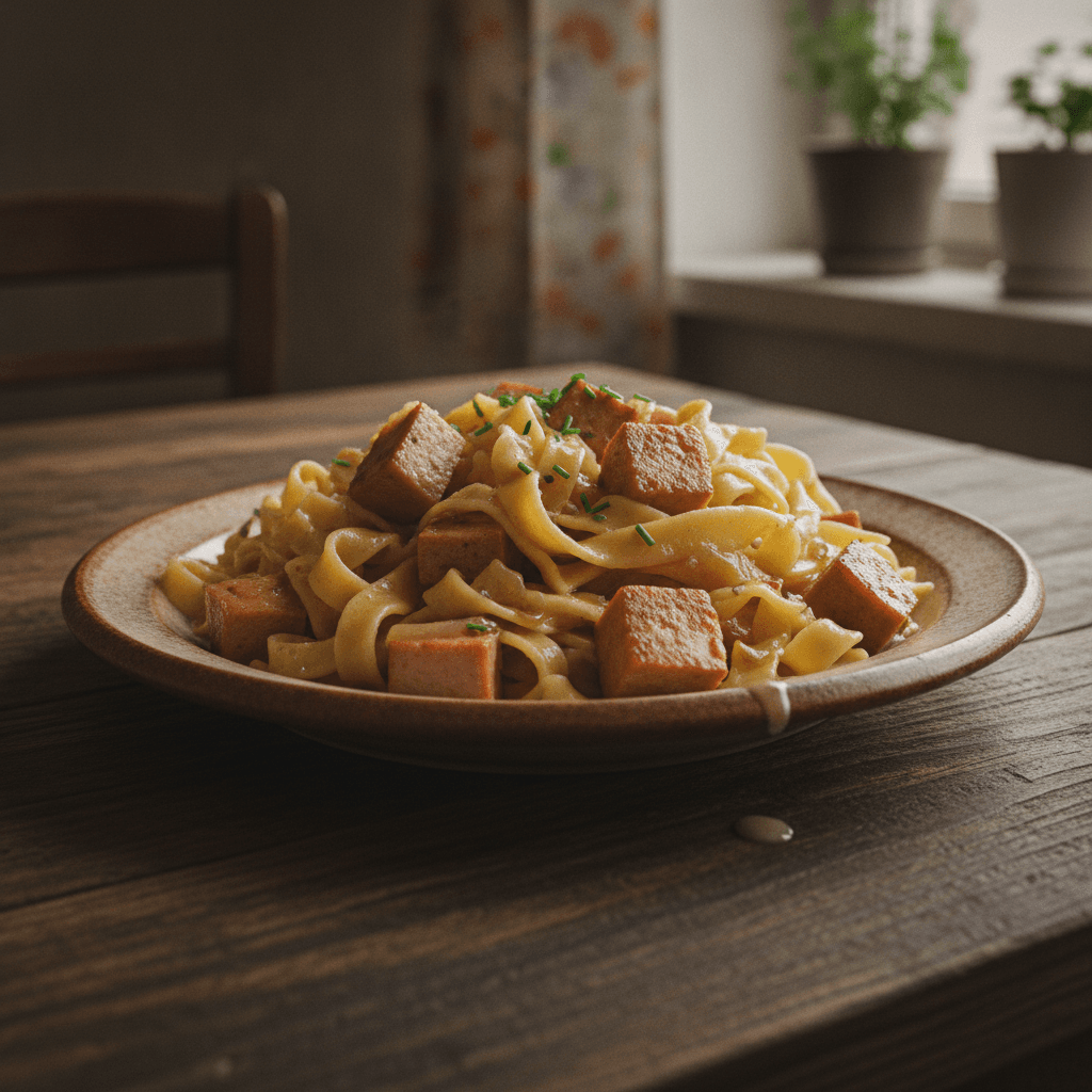 Nudeln mit Leberkäse nach Hausmacherart