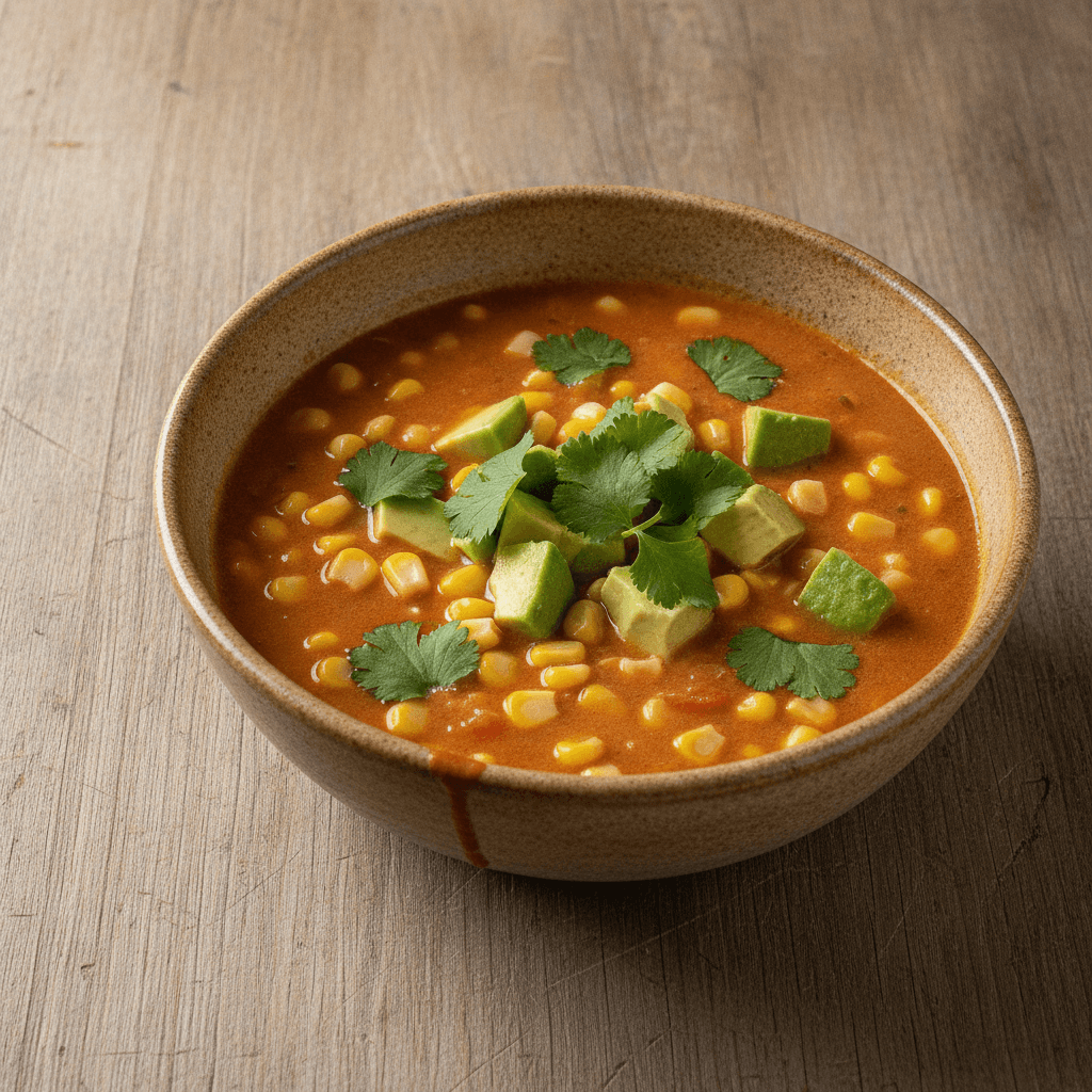Tomatensuppe mit Mais und Avocado