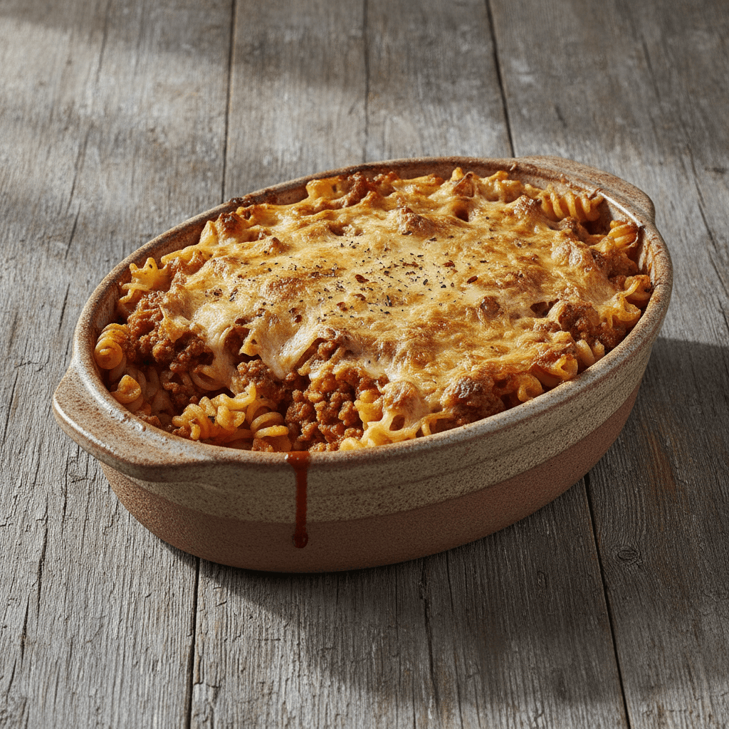 Würziger Nudelauflauf mit Hackfleisch-Salsa